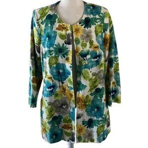 3 Sisters Open Front Long Floral Colorful Jacket XL